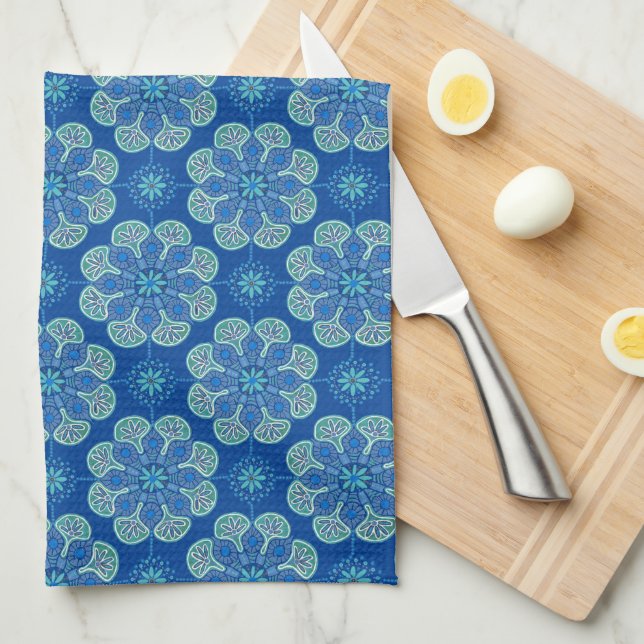 Blåmedaljer och gröntar kökshandduk (Vikt i Fjärdedel)