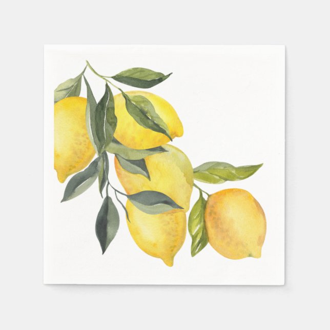 BlåMedelhavsbricka och citrussisk av Bröllop Pappersservett (Framsidan)