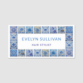 BlåMedelhavsbrickor ram namn bricka Namnbricka