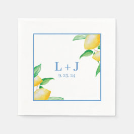 BlåMedelhavsfärgen Lemon Bröllop Pappersservett