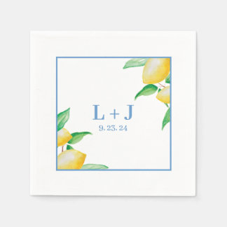 BlåMedelhavsfärgen Lemon Bröllop Pappersservett