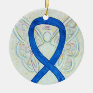 Blåmedvetande Ribbon Angel Anpassningsbar Art Orna Julgransprydnad Keramik