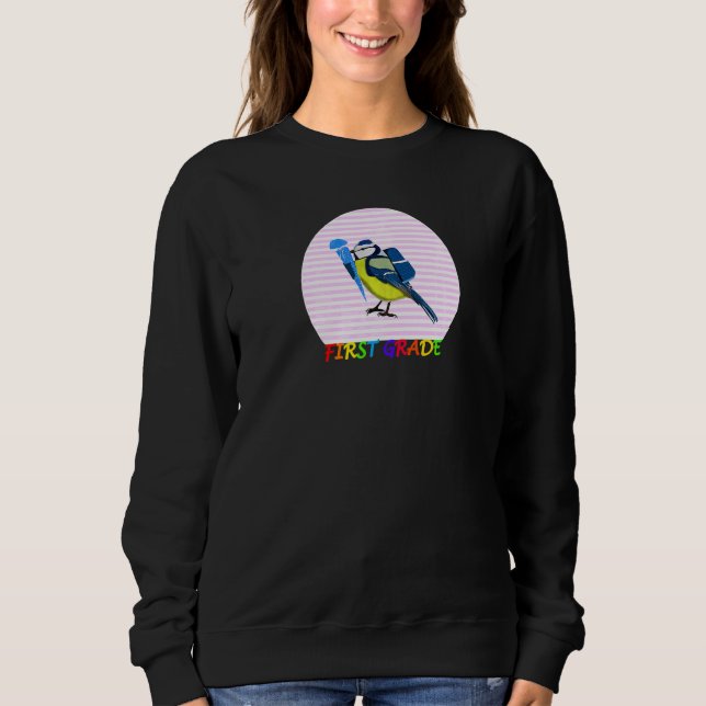 Blåmes Fågel Första Skoldagen Första Klass T Shirt (Framsida)