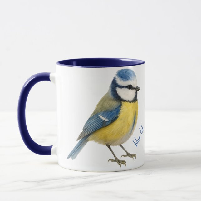 Blåmes Fågel Mugg Naturälskare Present (Vänster)