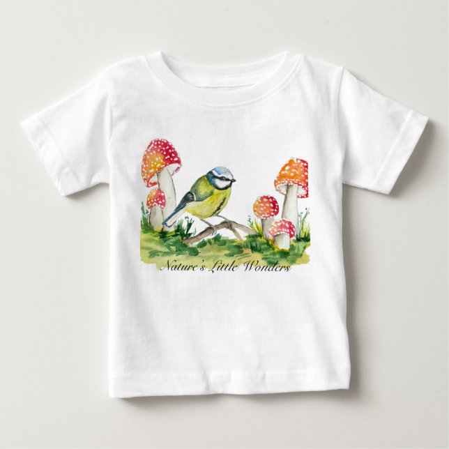 Blåmes och flugsvamp Akvarell T Shirt (Framsida)