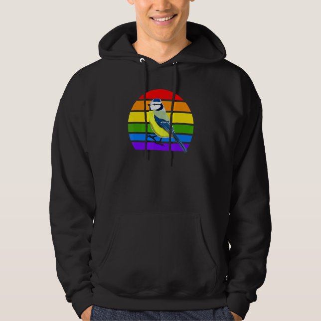 Blåmes Regnbåge Fågel Fågelskådare Sångfågel Di Hoodie (Framsida)