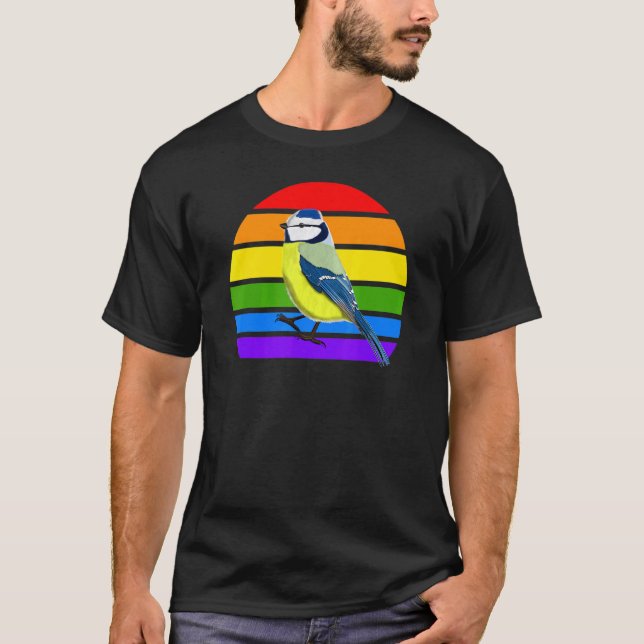Blåmes Regnbåge Fågel Fågelskådare Sångfågel Di T Shirt (Framsida)