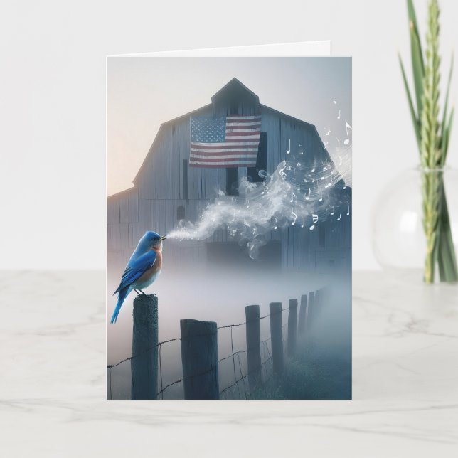 Blåmes Sänger På En Stolpe På En Gårdsplan Kort (Framsida)