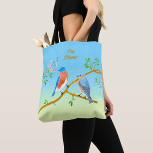 Blåmesar Blå och Grön Totebag Tygkasse