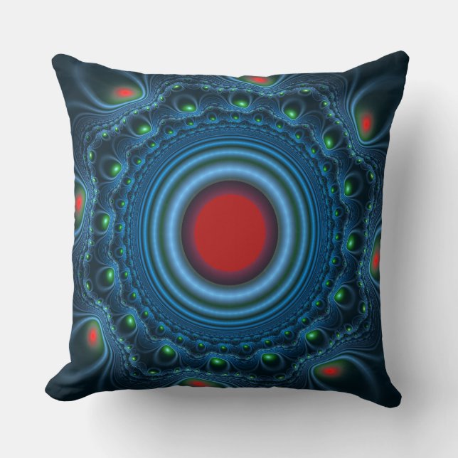 Blåmjölsfractal ornate mönster kudde (Framsida)