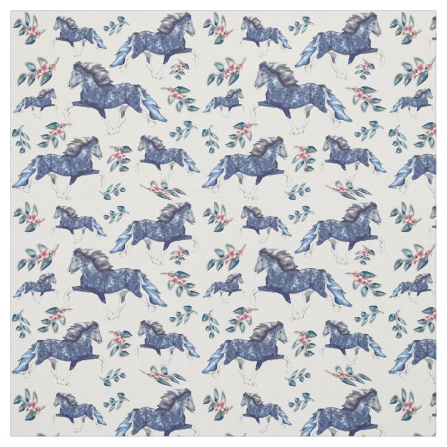 Blámóða och Lycklig-blommorna Tyg (Provkarta)