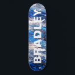 Blåmodern Abstrakt Anpassningsbar Personlig Namn Mini Skateboard Bräda 18,5 Cm<br><div class="desc">Blått Modern Abstrakt Anpassningsbar Personlig Namn Skateboard har personlig namn i modern typografi på abstraktens blå och grått-bakgrund. Anpassa genom att redigera texten i textrutan. Ge en anpassningsbar har gjort en gåva,  skateboard-personlig till din favoritskateboarder för jul,  födelsedag eller din BFF. Designad av ©Evco Studio www.zazzle.com/store/evcostudio</div>