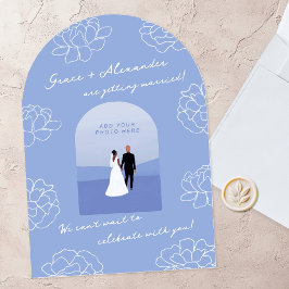 Blåmodern arch botaniskt bröllop - inbjudan