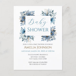 Blåmodern Blommigt Vattenfärgsbabyskor Vykort