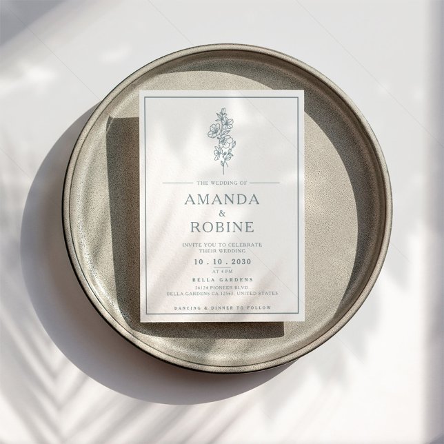 Blåmodern, minimalistisk bröllopsinbjudan inbjudningar (Skapare uppladdad)