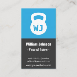 Blåmodern, minimalistisk Kettlebell Fitness Traine Visitkort