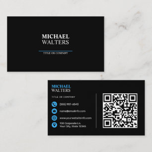 Blåmodern, minimalistisk Professionell QR-kod svar Visitkort