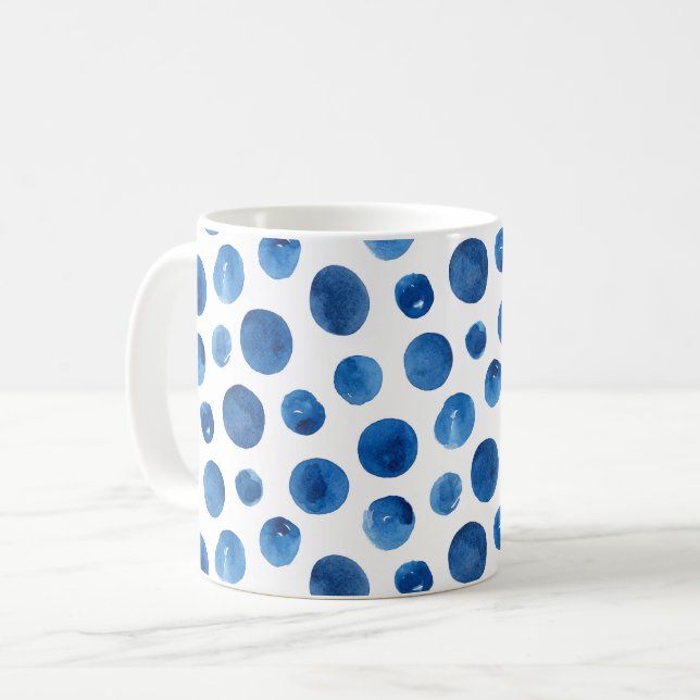 Blåmodern polkprick. Mönster Kaffemugg (Framsida vänster)
