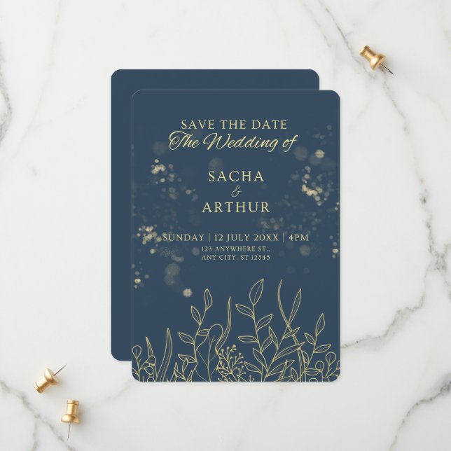 Blåmodern Spara datumkortsinbjudan Spara Datumet (Fram/Back In Situ)