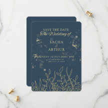 Blåmodern Spara datumkortsinbjudan