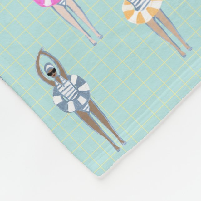 Blåmoderna konstsimmare simmar Bassäng Fleecefilt (Hörn)