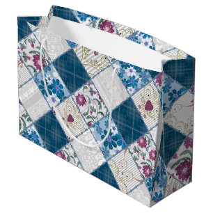 Blåmodig, rustisk mönster av textilrester