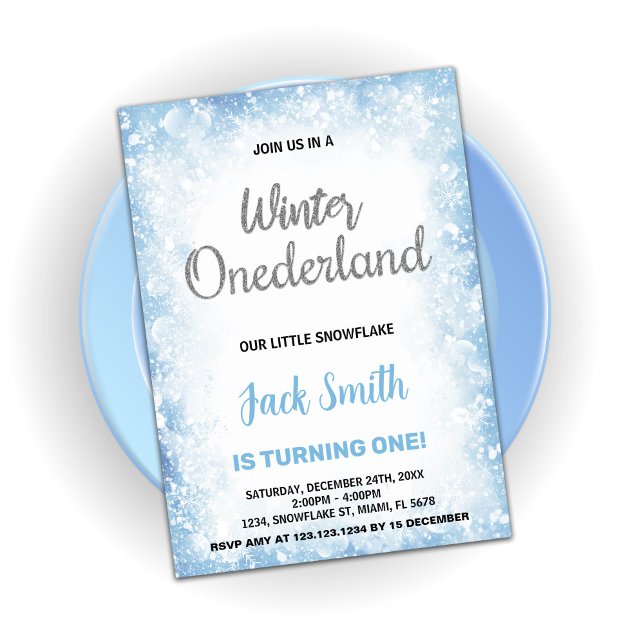 Blåmoln för inbjudan till Årets födelsedag (Winter Onederland Birthday Invitations Blue Cloud)