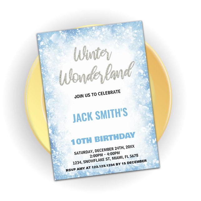 Blåmoln för inbjudningar till Winter Wonderland Bi (Winter Wonderland Birthday Invitations Blue Cloud)