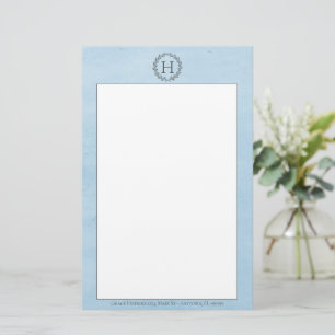 Blåmonogramutandningsstation Brevpapper