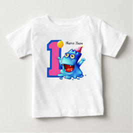 Blåmonster 1:a födelsedag Anpassningsbar Tee Shirt