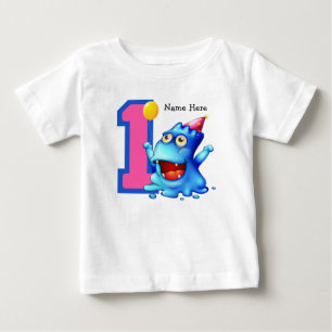 Blåmonster 1:a födelsedag Anpassningsbar Tee Shirt