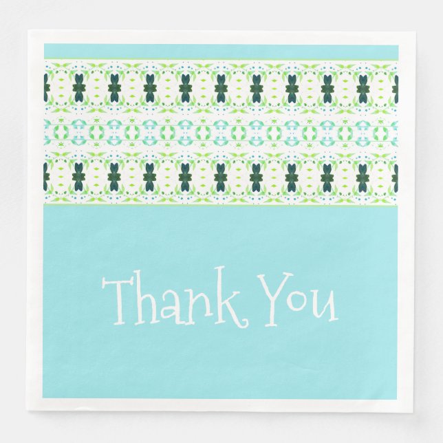 Blåmönstrad accinerad med teal pappersservett (Framsida)