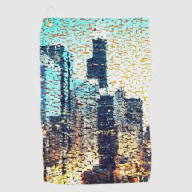 Blåmosaik av stor byggt stad