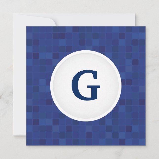 Blåmosaikpixel mönster personlig monogram (Framsida)