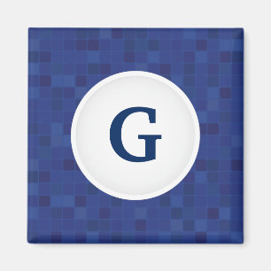 Blåmosaikpixel mönster personlig monogram magnet