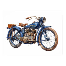 Blåmotorcykel för vattenfärg, Vintage