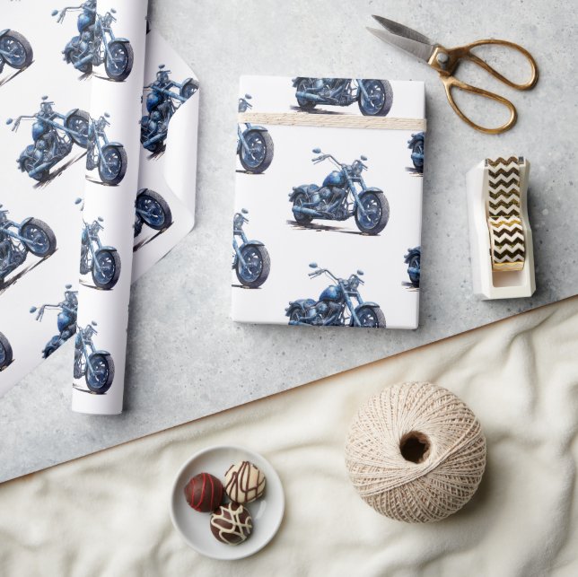 Blåmotorcykelns födelsedag presentpapper (Hantverk)