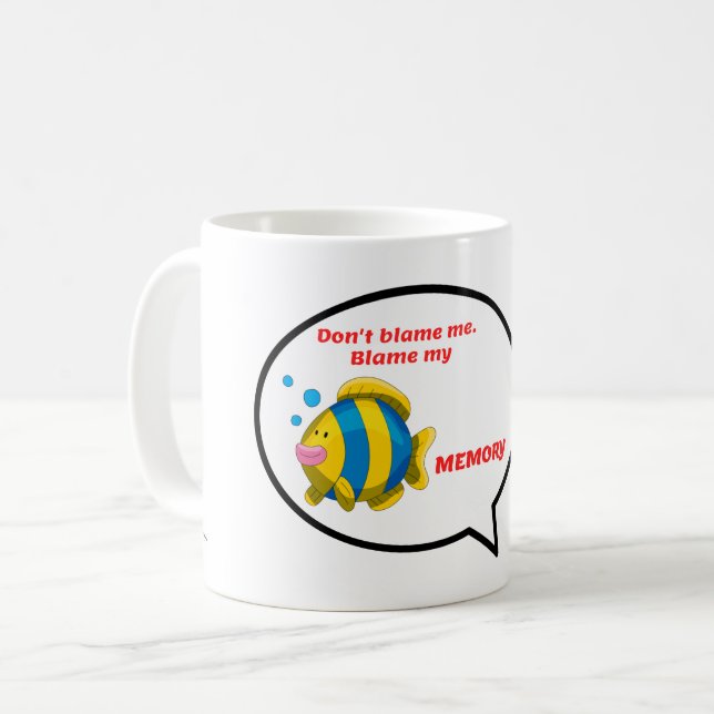 Blamra mitt minne - roligt fiskbubbla kaffemugg (Framsida vänster)
