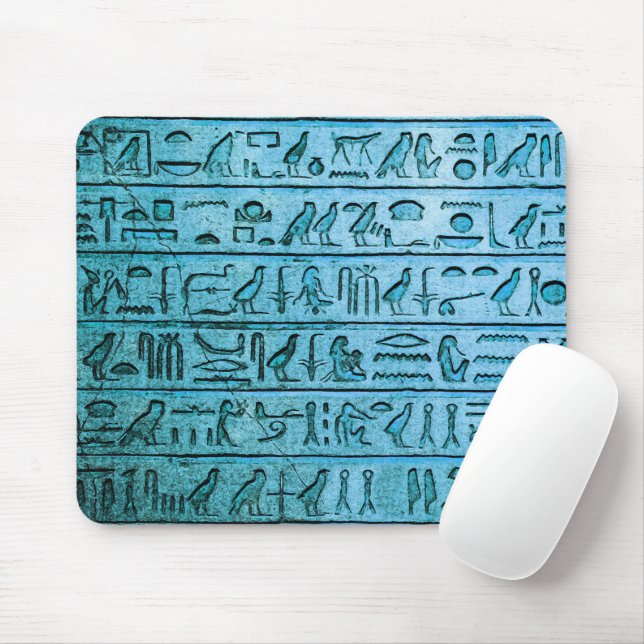 Blåmussla för antika egyptiska hieroglyfer musmatta (Med mus)