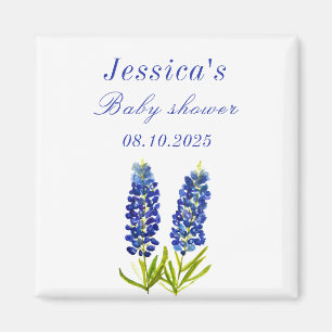 Blånät Blå Blommigt Texas Baby-dusch Magnet
