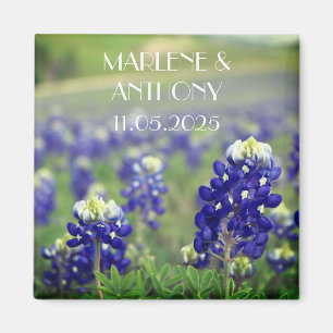 Blånät Blåa blommor Texas Blommigt Bröllop Magnet
