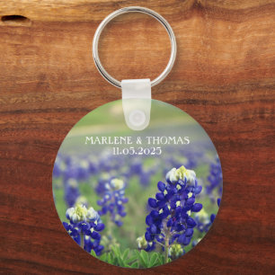 Blånät Blåa blommor Texas Blommigt Bröllop Nyckelring