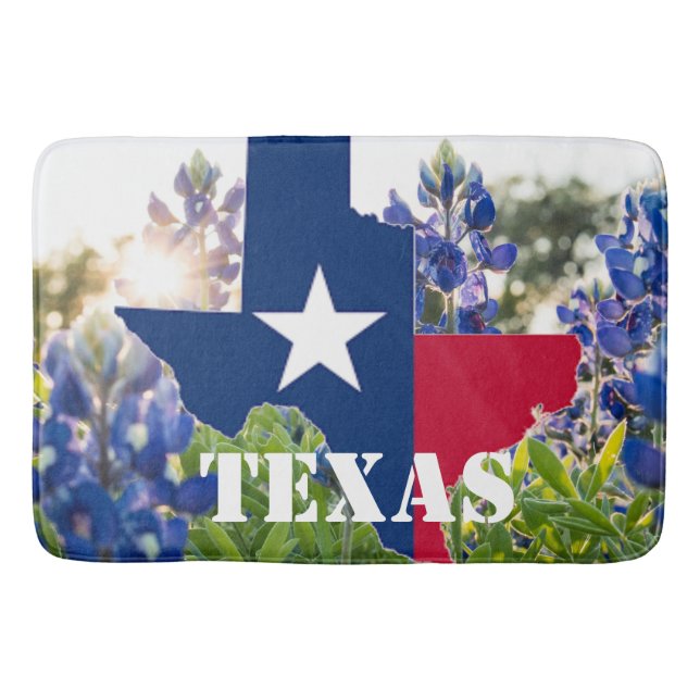 Blånät Blåa blommor Texas texan Blommigt Badrumsmatta (Framsidan)