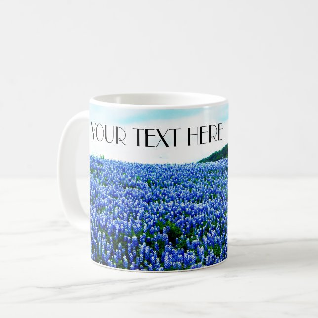 Blånät Blåa blommor Texas texan Blommigt Coffee Kaffemugg (Framsida vänster)
