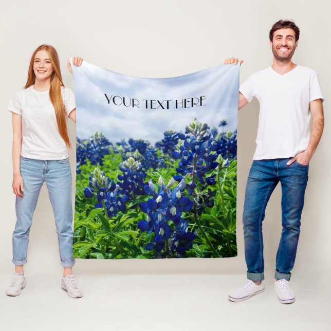 Blånät Blåa blommor Texas texan Blommigt Fleecefilt (På plats)