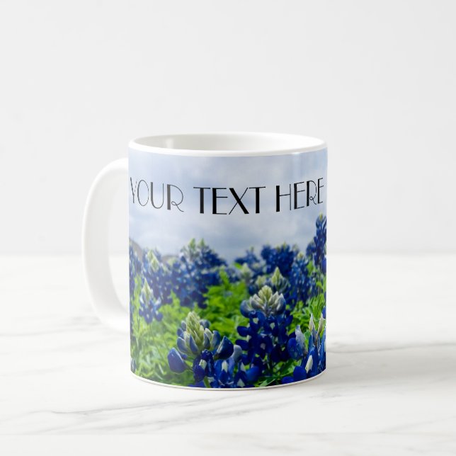 Blånät Blåa blommor Texas texan Blommigt Kaffemugg (Framsida vänster)