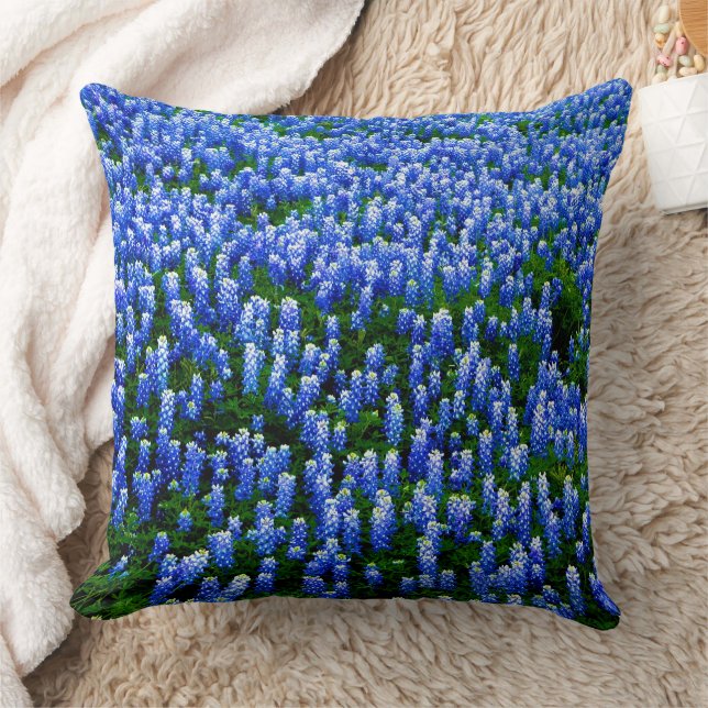 Blånät Blåa blommor Texas texan Blommigt Kudde (Filt)
