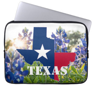 Blånät Blåa blommor Texas texan Blommigt Laptop Fodral