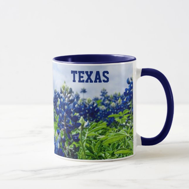 Blånät Blåa blommor Texas Texan Blommigt Mugg (Höger)