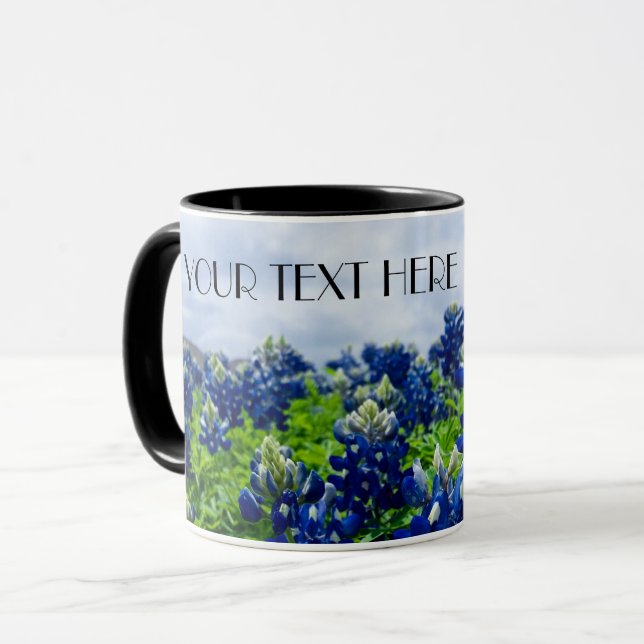 Blånät Blåa blommor Texas texan Blommigt Mugg (Framsida vänster)